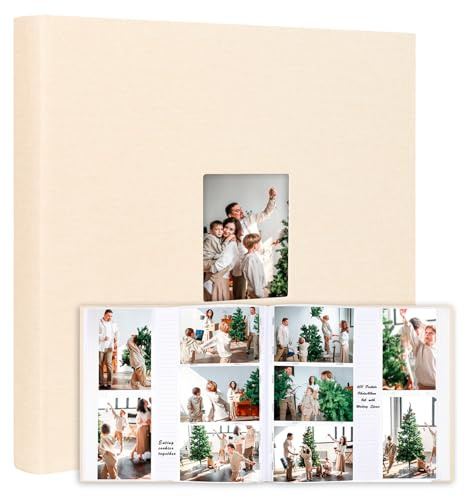 600 Pockets Photo Album 4x6 with Writing Space, Large Capacity 4x6 Photo Album Holds 600 Horizontal and Vertical Photos, Linen Cover Acid Free Pages Photo Book for Family Wedding Baby Pictures, Beige