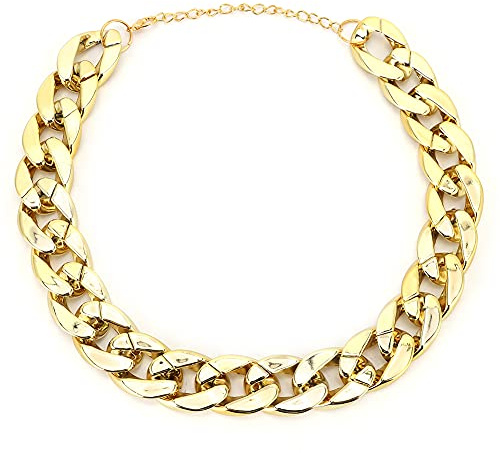 BEIJIALY Dog Collar with Chain, Gold Link Chain Dog Collar, Plastic Small Medium Pet Dog Collar Necklace Jewelry Accessories for Teddy French Bulldog,