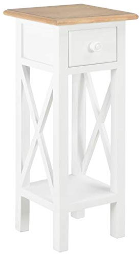 ZEYUAN Beistelltisch Weiß 27 x 27 x 65,5 cm Holz, Kleiner Tisch, Sofatisch, Side Table, Laptop Tisch, Pflanzenhocker, Druckertisch, Telefontisch, Sofa Table, Tabletttisch