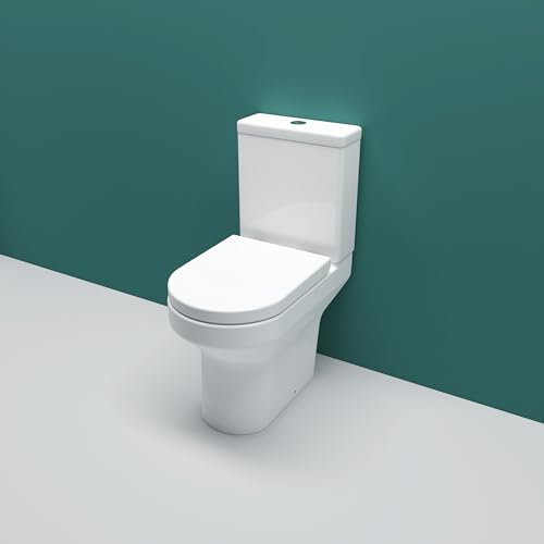 Sky Bathroom Rimless Round Close Coupled Toilet Pan and Soft Close Seat Cistern Modern