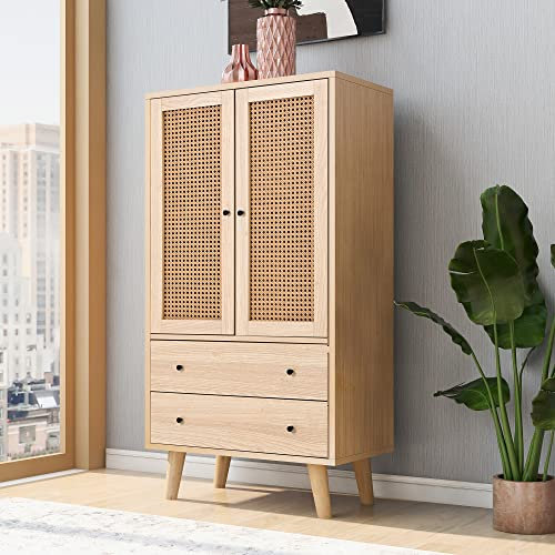 Merax Wohnzimmer Sideboard Kommode mit Türen und Schubladen, großem Stauraum, 60T x 40B x 120H cm, Holz, Wood