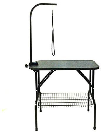 XNZJHPP Zusammenklappbarer, Verstellbarer Hundepflegetisch mit Arm, Schlaufe und Netzablage – maximale Kapazität bis zu 200–250 Pfund (80 * 46 * 76cm)