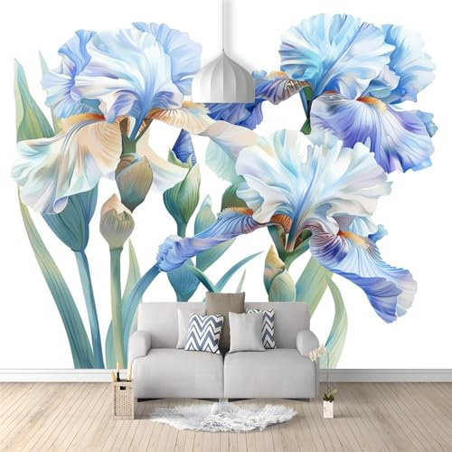 3D Effekt Botanischer Blumentyp Mit Streifen Wandtapete - Fototapete für Wohnzimmer und Kinderzimmer | Wanddeko Tapete | 250 (B) x 175 (H) cm
