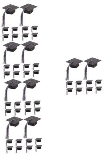 VICASKY 50pcs Graduation Party Goblet Hat Covers Mini Cap Wine Goblet Covers for Graduation Decorations