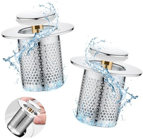 SenaiMy 2 Stück Bodenablauf Filter aus Edelstahl, 33 × 50mm Abflusssiebe aus Rostfreiem Edelstahl Beckenablauffilter, Abflussstopfen mit Sieb, Filtert Verunreinigungen und Haare für Küchen und Balko