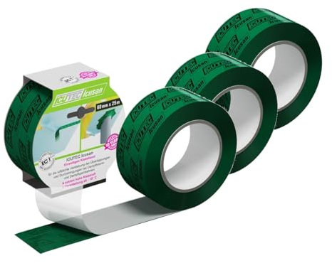 ICUTEC Icusan - Confezione da 3 nastri adesivi ad alte prestazioni, 60 mm x 25 m, per pellicole di barriera al vapore, qualità professionale con elevata adesività, senza solventi e lavorazione a