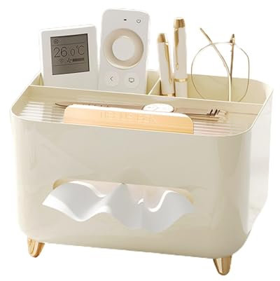 Caja de pañuelos con almacenamiento | Caja de pañuelos | Soporte multifuncional para caja de pañuelos | Dispensador de pañuelos moderno | Dispensador de pañuelos cosméticos para tijeras, bolígrafos y