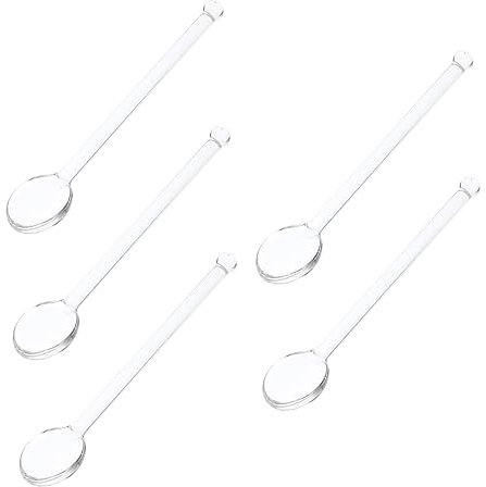 Ciieeo 5pcs Mini High Borosilicate Glass Espresso Spoons for Coffee Stirring Glass Spoon for Home Use