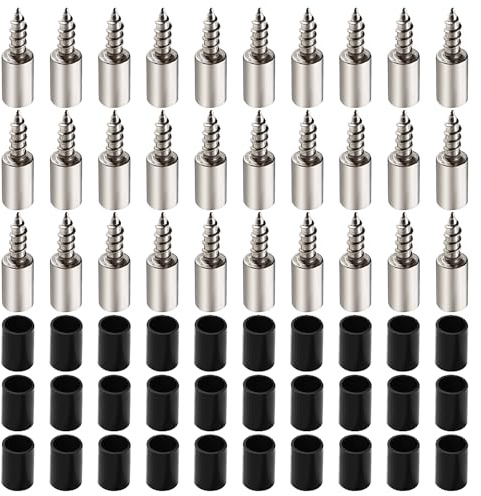 Lyeteung 30 Stücke Ø7.5mm Regalbodenträger, Selbstschneidende Regalstützen, Selbstschneidende Schrauben Halter, Einlegeboden Halter mit Anti-Rutsch-Hülsen, für Schränke, Kleiderschränke, Schwarz