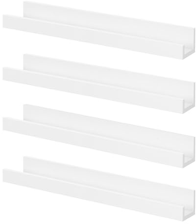 WOLTU 4er Bilderleiste 100cm Lange, Fotoleiste Bilderregal Wandregal Bild Magazin Fotohalter, modern in Weiss RG9297ws-4