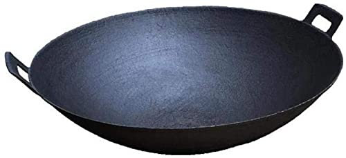 YXUANYZNB Wok da cucina, Wok professionale in ferro, padella antiaderente a gas, padella non rivestita ispessita vecchio stile con manici larghi, 34/36 cm, wok da chef, 34 cm