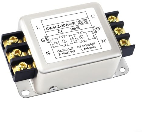 HOHOVYVY Netzfilter,CW4L2 Einphasiger Zweistufiger Netzfilter 3A/6A/10A/20A Entstörfilter Für Stromversorgung(10A)