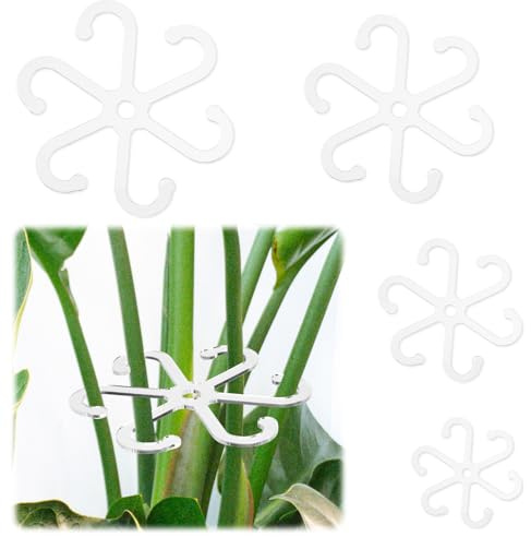 BOXOB 4pcs Plant Stem Support, Acrylic Stem Stabilizer Grapple Holder 4 Size Reusable Leaf Holder Support for Thriving Growth Indoor Plants Flowers Houseplant Accessories (Transparent)