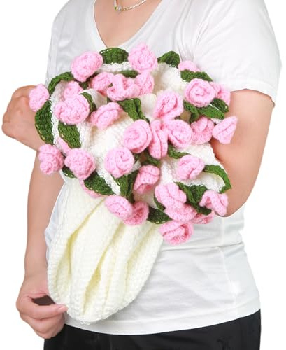 YMXZNB Fertige Gehäkelte Rosenstrauß Blumendecke, Handgefertigte Crochet Bouquet Sofadecke, Romantische Gestrickte Rosendecke, Flower Blanket Blumenstrauß Geschenk für Hochzeit, Geburtstag, Muttertag