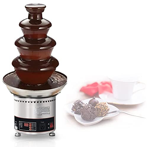 Fontaine à fondue au chocolat en acier inoxydable à 4 niveaux, machine de fontaine à chocolat électrique commerciale avec affichage numérique, capacité de 7 livres, facile à assembler, pour les fêtes