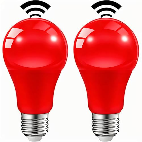 Vanpus 2 Stück E27 LED Glühbirne Mit Bewegungsmelder, Warmweiss Filament 2700K 9W Lichtsteuerung Radarlampe ‌Automatische Erkennung: Licht ein-/ausschalten Rot