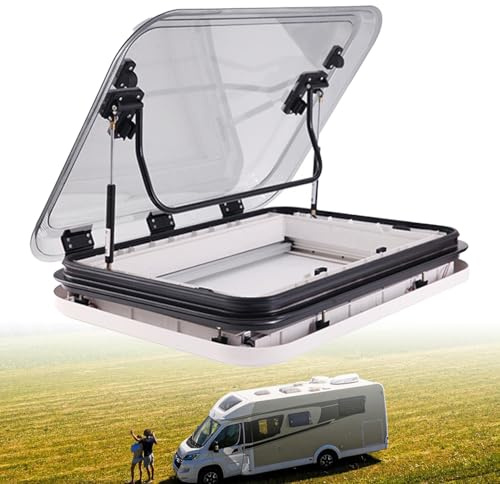 UORDBY Anti-UV Roof Vent Hatch,500/700/800 x500 mm RV Caravan Motorhome Skylight Camper Roof Window Hatch Roof Top Vent with LED light,RV Window Skylight 800 * 500mm