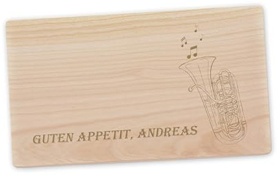 Frühstücksbrett personalisiert Musiker – graviertes Schneidebrett Tuba 26x15 cm Holzbrett Gravur Musikverein Jubiläum