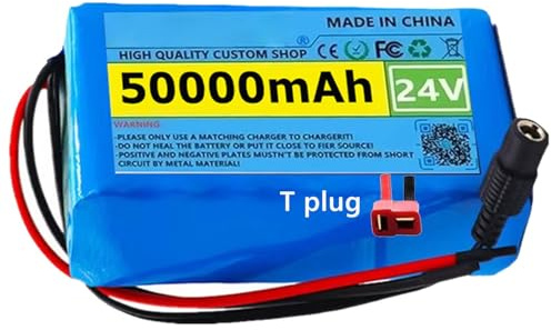 Batería para Bicicleta Eléctrica 24V 50Ah Batería para Scooter Eléctrica 6S2P con Cargador 25.2V 2A Protección BMS Incorporada para Motor Bicicleta Eléctrica 0~500W