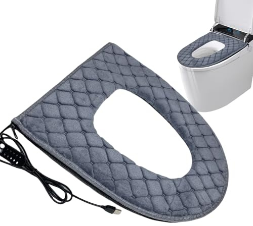 Zasdvn Asiento De Inodoro Calefactado | Alfombrilla Calefactora Ajustable De 5 Niveles | Almohadillas Para Asiento De Inodoro Con Temporizador - Diseño Enchufable Para Clima Frío, Cuidado De Ancianos,