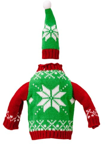 Gatuida Housse de Bouteille de Vin de Noël en Polyester Réutilisable Taille Standard Décorations Festives Vert Flocon Manchon Décoratif pour Table et Fête Accessoire Original pour