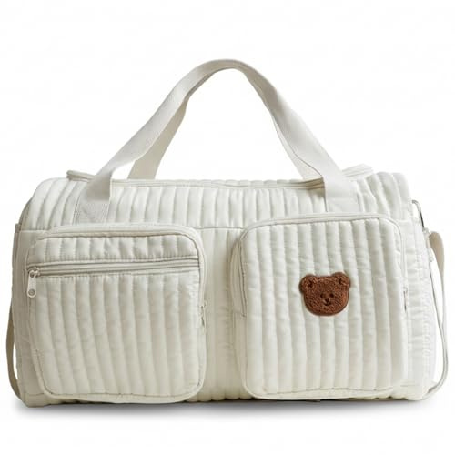 Baby blöjväskor med skötstation, mamma baby duffelväska – stor kapacitet kviltad blöjväska för kvinnor med flera fickor för sjukhus och weekendresor, stil 2, 48x22x26 cm/18.9x8.7x10.2 inch