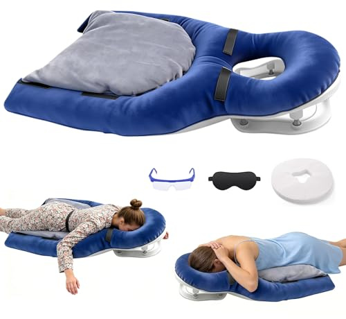 Suxulxn Vitrectomy Face Down Pillow for Eye Surgery Recovery, Adjustable Prone Position Support with Stand & Chest Pad, Comfortable Massage Headrest for Bed, Post Surgery Cushion for Macular Hole