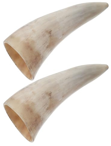 DRESSOOS Boccali Birra Vichingo in Corno di Bue Naturale 2 Pezzi Fatti a Mano per Bere Vino e Birra Design Ergonomico e Decorazione Rustica per Uso Alimentare