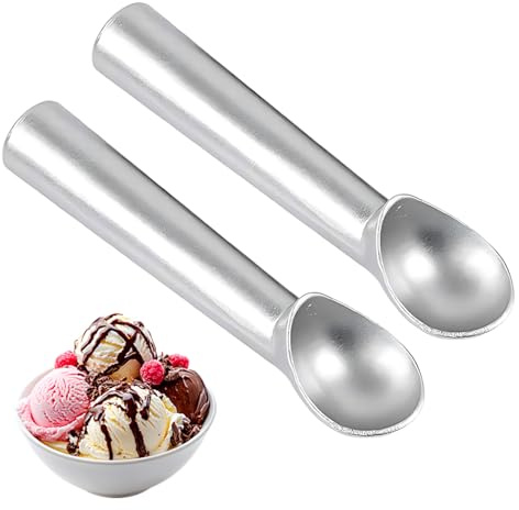 2 cucchiai per gelato, con rivestimento antiaderente, robusto porzionatore per gelato, gelato e gastronomia, argento