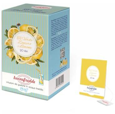 Buonefredde | Tè Verde Zenzero Limone Infusione a Freddo 20 Filtri | Tè Freddo Note Speziate Bevanda Freddante Agrumata | Infuso Rinfrescante Istantaneo Senza Zuccheri | Infuso Naturale Estate