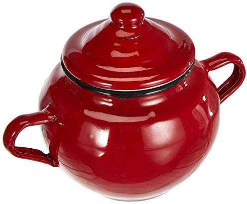 Ibili 910650 - Azucarero con tapa de acero esmaltado vitrificado Roja 0,5 l