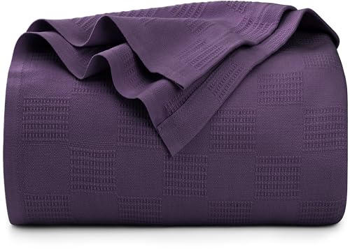 Utopia Bedding - Manta térmica de algodón 100 %, ciruela, twin (individual), suave, ligera, transpirable, acogedora, primavera y verano, sofá, decoración de hogar, mujer y hombre (229 x 183 cm).