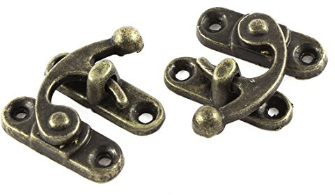 sourcing map 2 Stück Vintage Stil Schmuckkästchen Haken Riegel Schnalle Schloss Verschluss 33mmx29mm Antike Messingfarbe | Riegel Schnalle Schloss Verschluss, 33mmx29mm