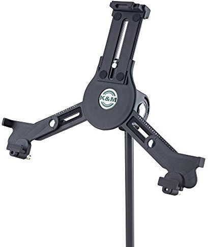 K&M - König & Meyer 19790.516.55 – Universeller Tablet-iPad-Halter für Mikrofonständer – Umschalten im Querformat auf Hochformat – Professionelle Qualität für alle Musiker – Studio oder