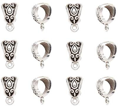 ALIMITOPIA 100pcs Alloy Beads Bails Connector for DIY Necklace Bracelet Jewelry Charm Pendant Hanging Adapter(Antique Silver)