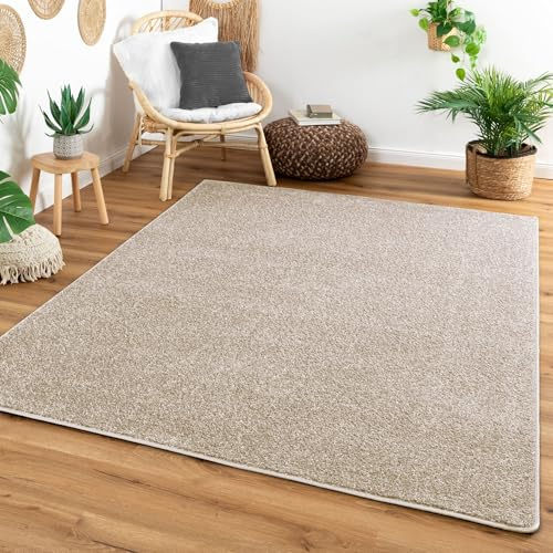 Steffensmeier Kurzflor Teppich Cambridge, Wohnzimmer, Schlafzimmer, in Beige, Größe: 100x200 cm
