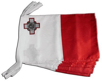 Digni Grande Guirlande 12 Drapeaux Malte - 30 x 45 cm / 8,9 m Sticker Gratuit
