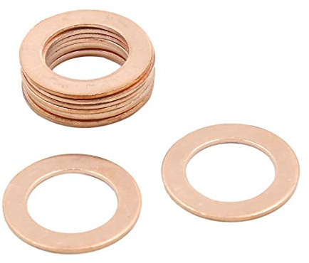 sourcing map 10Pcs Arandelas Planas De Cobre 15mm Junta De Sellado | 15X22X1Mm, Diámetro Interior 15Mm, Exterior 22Mm, Espesor 1Mm, Sellar Tuerca Del Tapón Del Sumidero