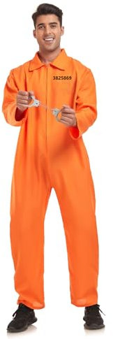 thematys Orangener Häftling Prisoner Insasse Jailbird Overall – Sträfling Kostüm für Herren und Damen, für Karneval, Fasching & Halloween, Einheitsgröße Erwachsene & Jugendliche