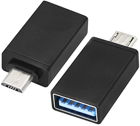 AAOTOKK OTG Micro a USB Adaptador,Micro USB Macho a USB 2.0 A Hembra Adaptador OTG (en Movimiento) para Tabletas con Teléfonos Inteligentes Android Más Dispositivos USB y Micro (2Unidades/Negro)