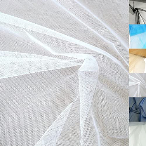 TOLKO uni Tüllstoff Meterware | Deko-Stoff für Vorhang Gardine Hochzeit Party | 300cm breit | Fein zart durchsichtig Netzstoff zum Nähen Basteln Dekorieren Kleid Tüllrock Tüll Stoff Tüllstoff Weiß