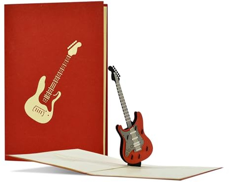 Rocky födelsedagskort med 3D-pop-up-elektrisk gitarr, kupong eller present till musiker, presentkort för gitarr, konsert, festival, musikal H23