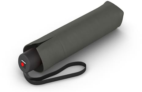 Knirps I.050 Taschenschirm manual kleiner Reiseschirm windstabil & leicht | Regenschirm Dunkelgrau – leicht, großes 98 cm Schirmdach für 2 Personen, kompakt, inkl. Schutzhülle, ideal für unterwegs