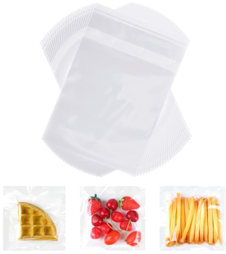 Cellophane Sweet Cookie Bags 300 Pack,5x7 inch (13x18cm) Clear Self Adhesive Sealable Plastic Bags,Food Safe OPP Small Cellophane Bag for Foods Sweets Cookies Gifts Jewelry Cards Pictures