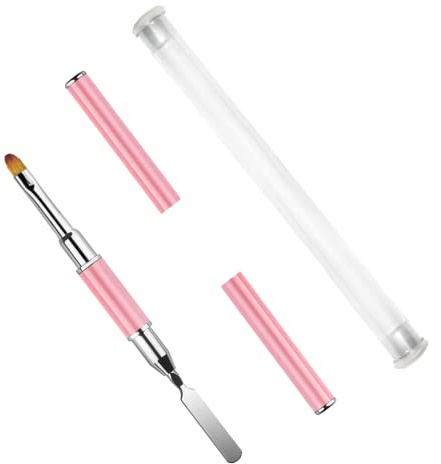 Pinceaux Ongle Gel UV Nail Art Ongles, 2 in 1 Pinceau Nail Art Ongles, 2 in 1 Spatule à Double Extrémité et Pinceau, Manucure Outil, pour Ongles Extension
