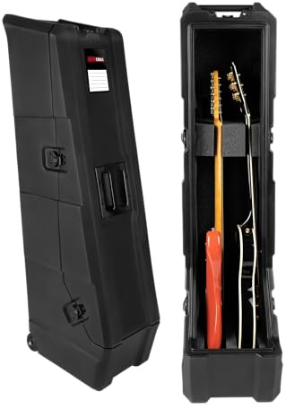 Gator Cases Mini Vault Flight Case – Robuster Gitarrenkoffer für 2 E-Gitarren, Mini Vault Rack-Design mit Schaumstoffpolsterung & Zubehörfach – Schwarz (GTR-MINIVAULT-E2)
