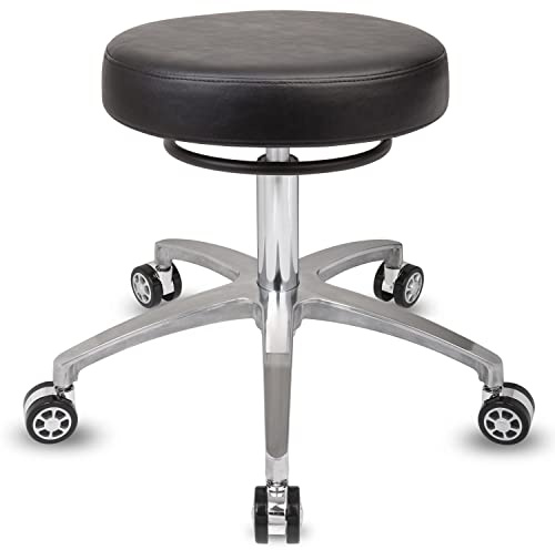 Staboos Rollhocker bis 160 kg - Rundsitz mit Ringauslösung - Drehhocker Praxishocker höhenverstellbar (50 cm bis 65 cm) Rund