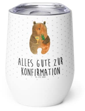 Mr. & Mrs. Panda Weinbecher Bär Konfirmation - Geschenk, Universalglas, Modernes Weinglas, Teddy, Kelchglas, Kirche, Gottesdienst, Weißweinglas, Rotweinglas, Evangelisch, Für Camping