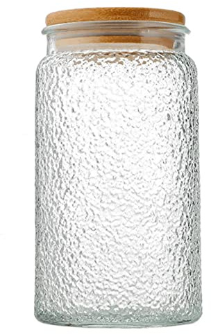 Eidoct Glass Jar with Airtight Wooden Lid, 35oz Storage Counter Sealed Jar | Vintage Glass Kitchen, Decorative Glass Food Storage Containers for Candy, Flour, Oats, Coffee Bean, Pet Treats, Snacks