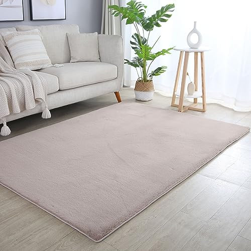 Carpettex Hochflor Teppich Wohnzimmer Shaggy Flokati Teppich Modern Einfarbig 240 x 340 cm Beige - Teppich Schlafzimmer Weich Flauschig Waschbar Teppich Küche Esszimmer - Langflor Teppiche